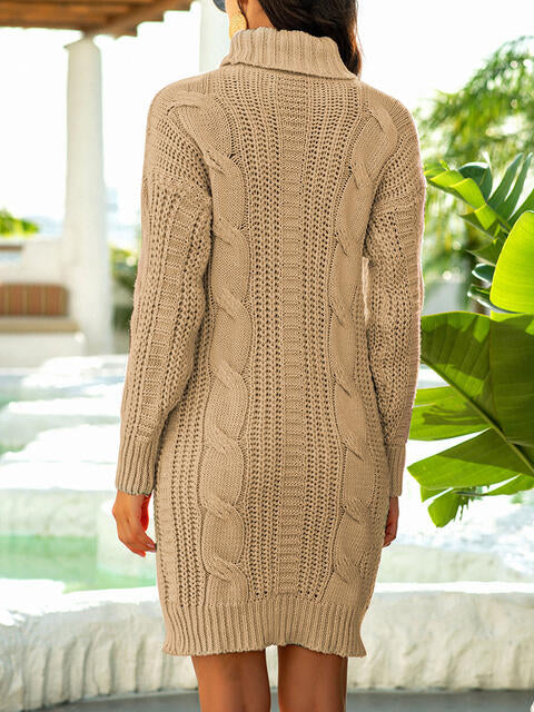 Turtleneck Ribbed Sweater Dress – Classy Galore